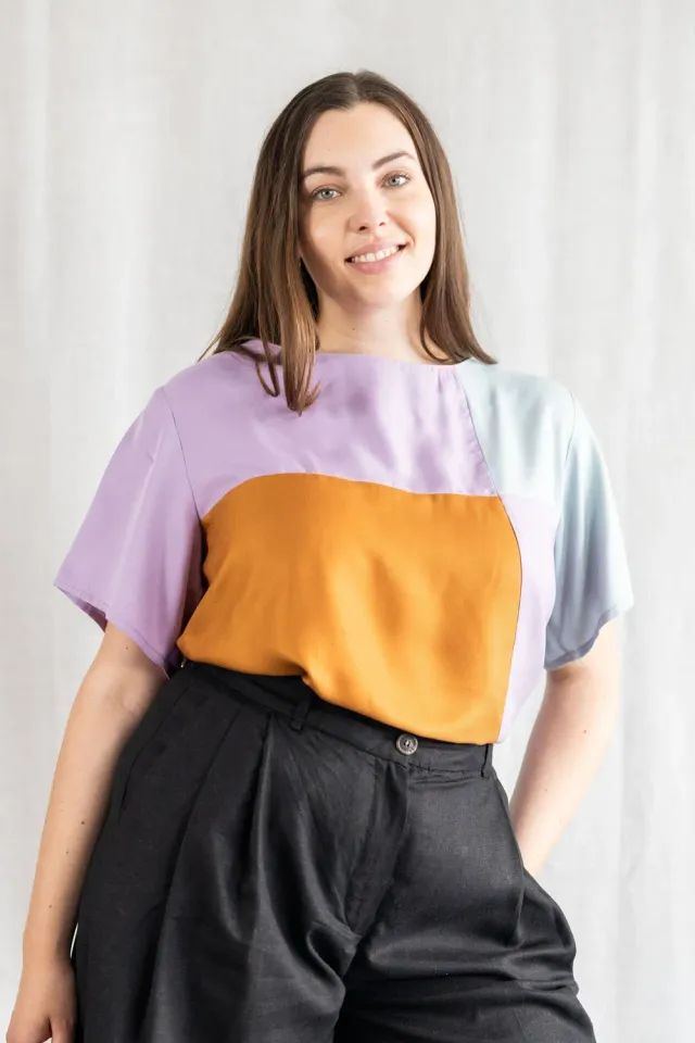 Jyoti Sarala t-shirt modal colorblock ampia