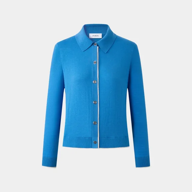 PORTS LQ9K009SKF022 polo knit azzurra bottoni