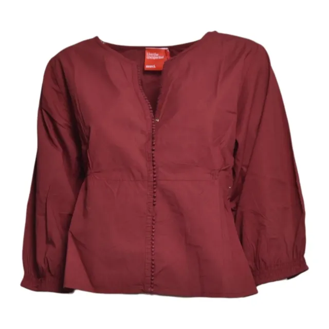 Merci Dahlia blusa bordeaux rossa in cotone