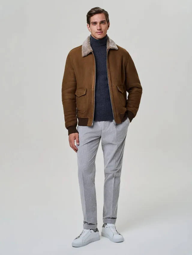 Paul Taylor pantalone velluto millerighe bicolore grigio chiaro