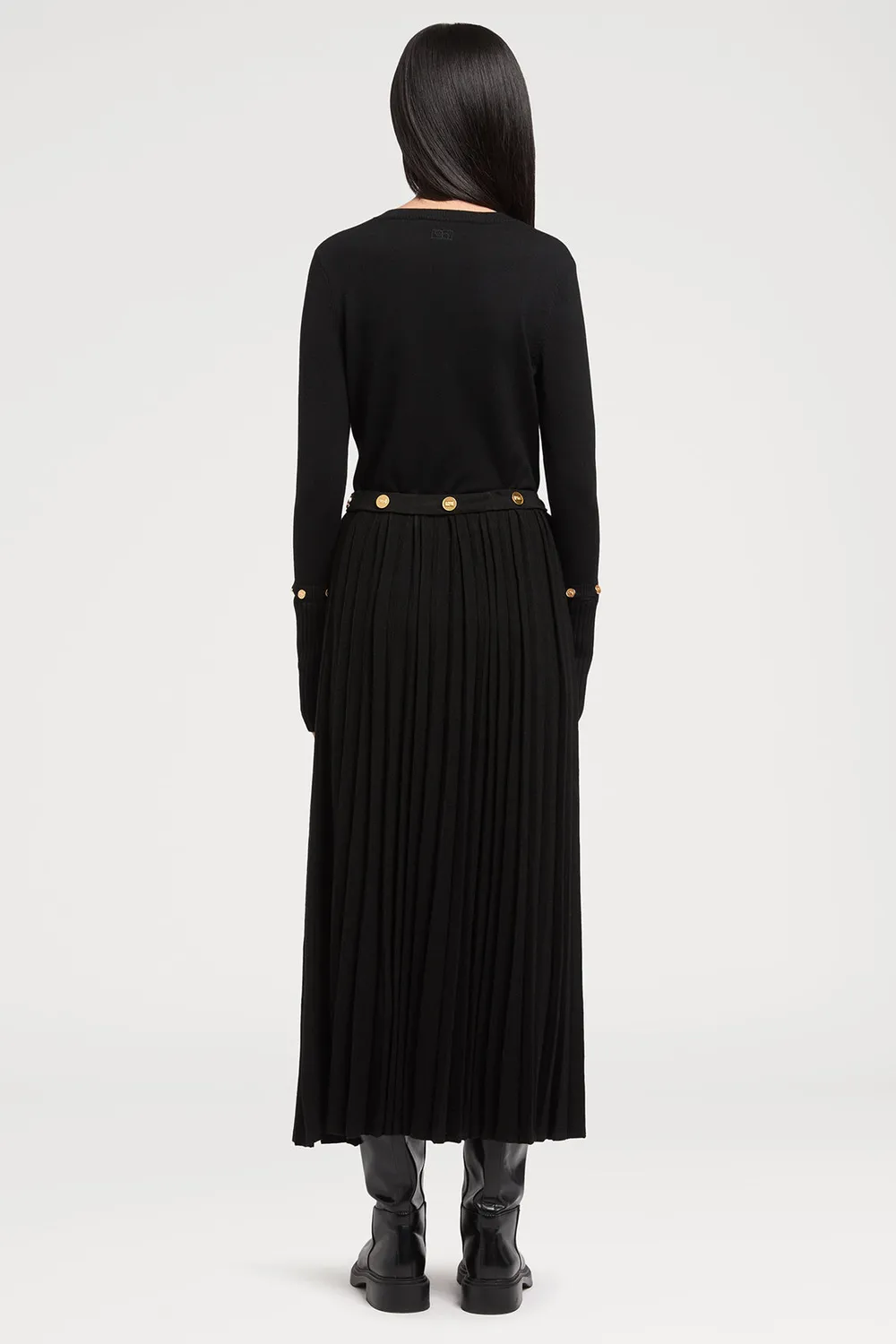 PORTS 1961 gonna knit nera 999-Black bottoni oro