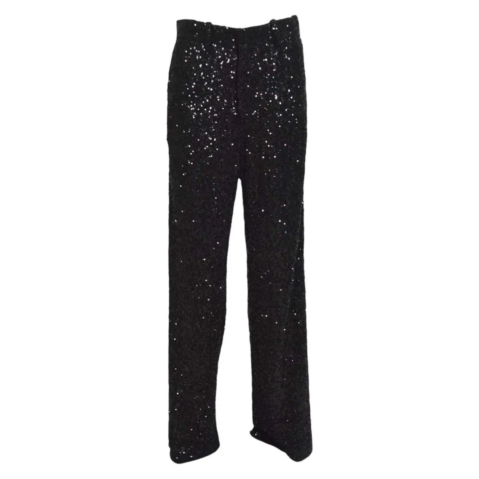 Nine Minutes 25FWNPN0013 pantalone paillettes nero