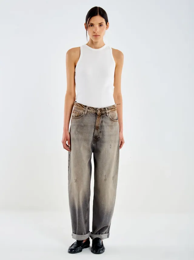 Vicolo Jeans Laila relaxed grigio ruggine sporco 100% cotone