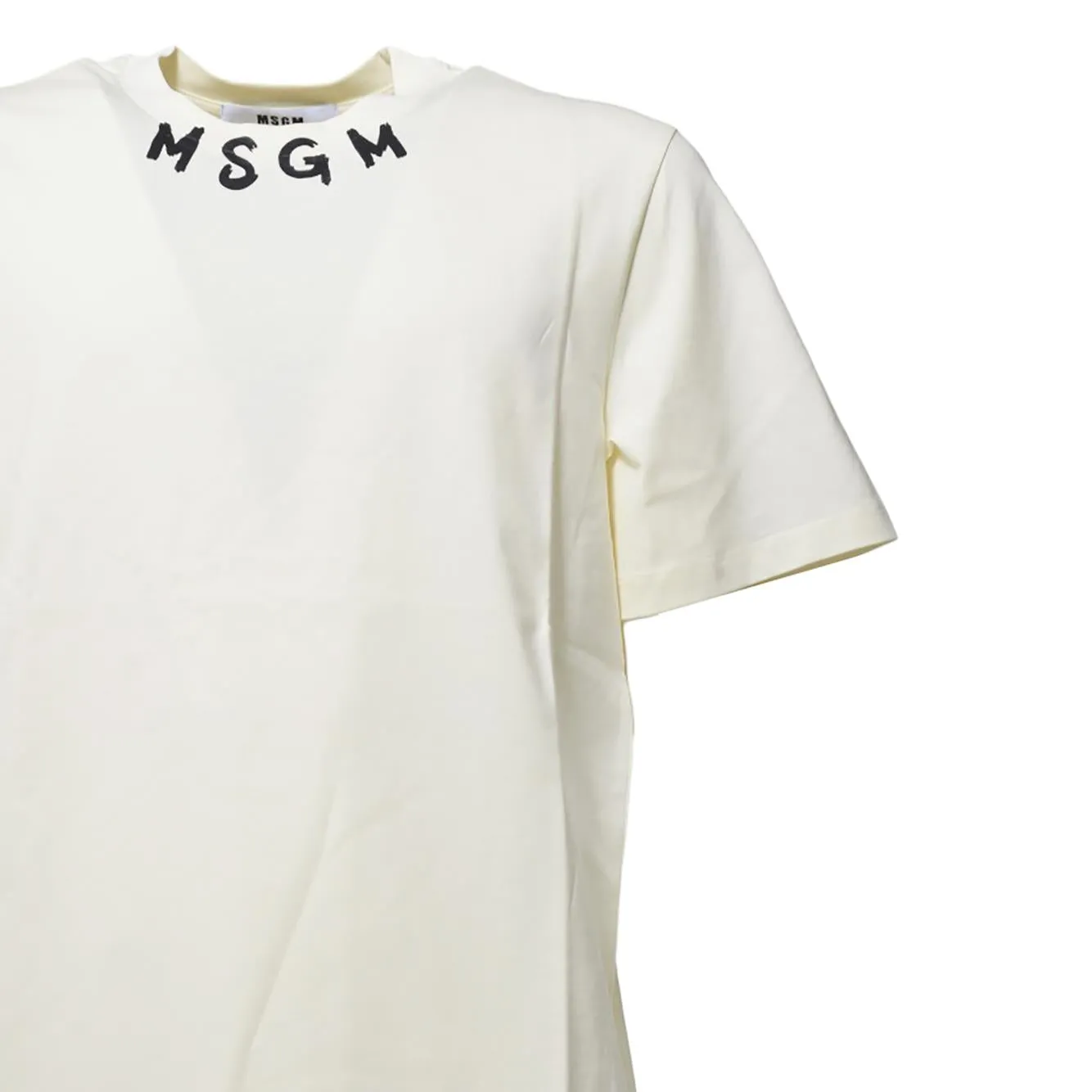 MSGM 3840MM102257002 t-shirt panna logo collo