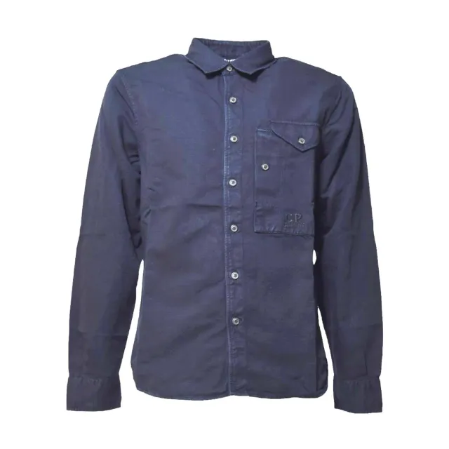 C.P. Company 18CMSH207A camicia blu cotone lino
