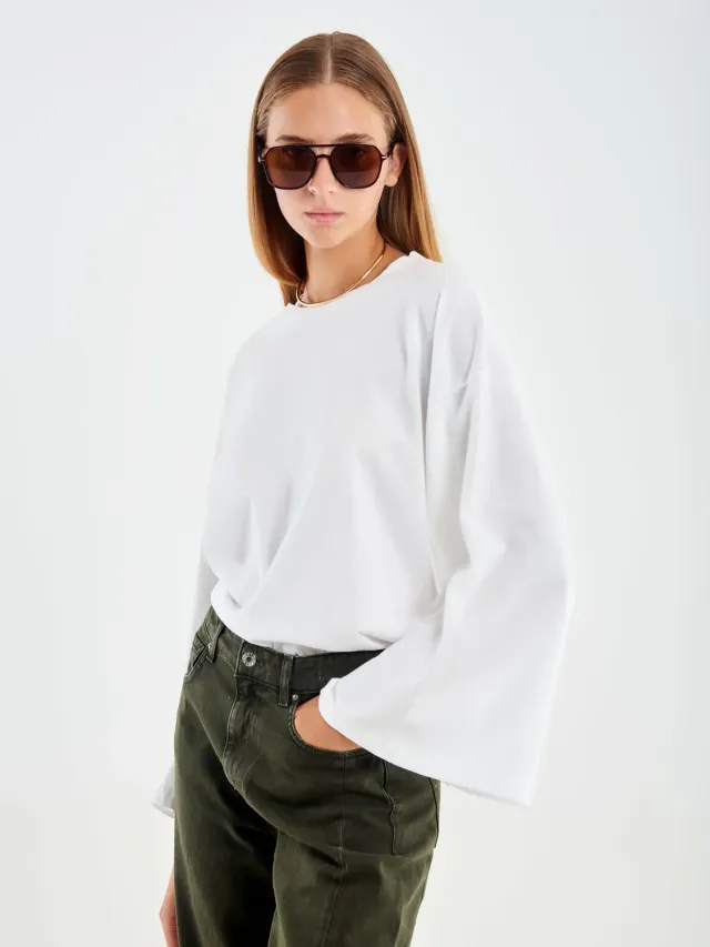 Vicolo T-shirt maniche ampie bianca taglia unica