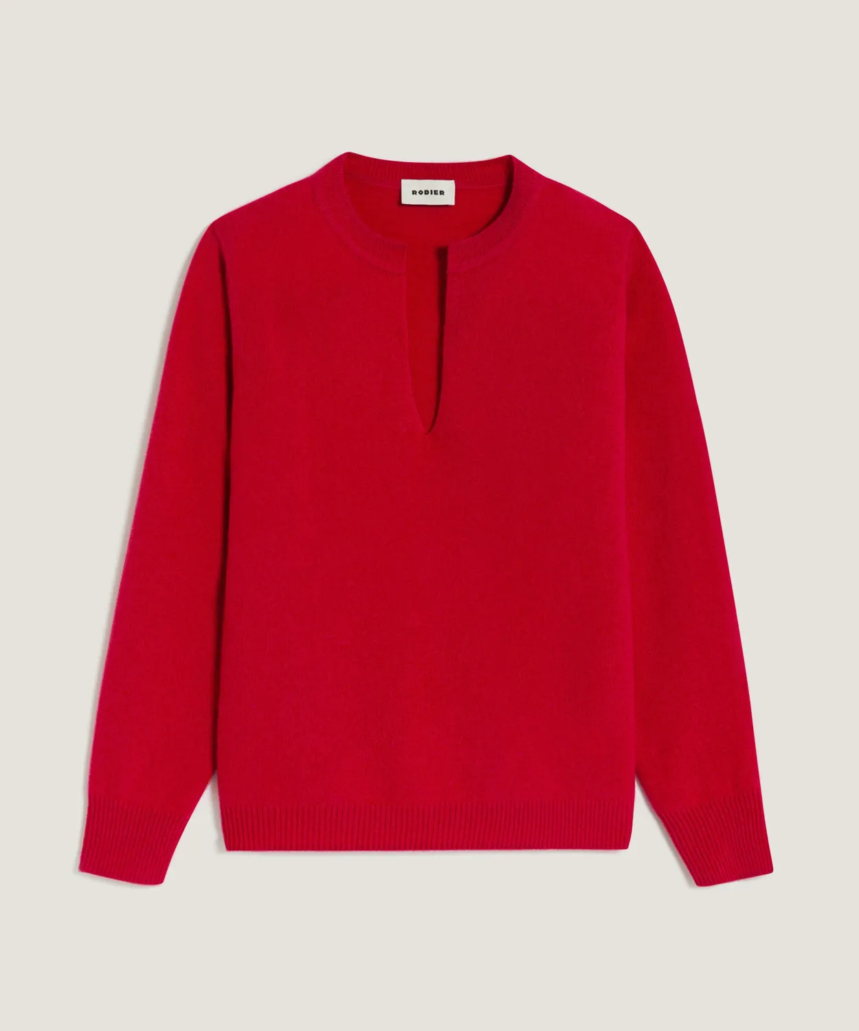Rodier Maglia Cashmere Collo Tunisino Rosso 2 fili
