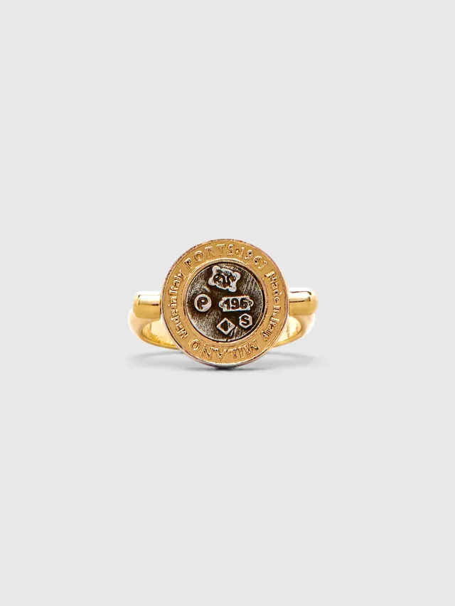 Ports 1961 Branded Disc Ring orecchini oro-argento pendenti