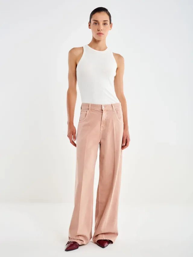 Vicolo Icon Mia jeans baggy blush in denim di cotone