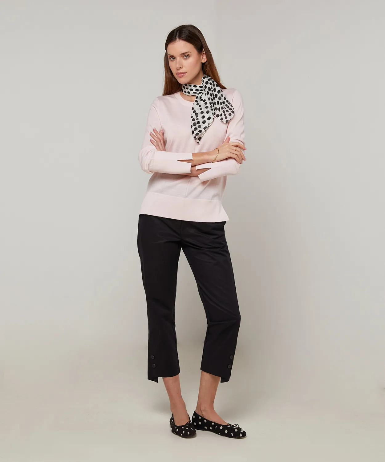 Rodier Maglione Girocollo Rosa Perla Lana Merino Fine