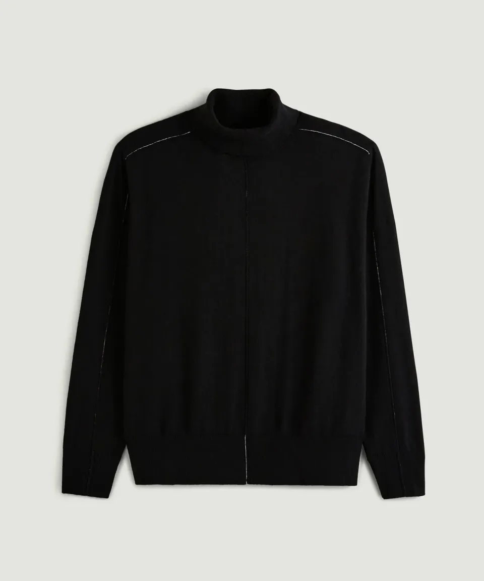 Rodier Maglione dolcevita nero maglia fine