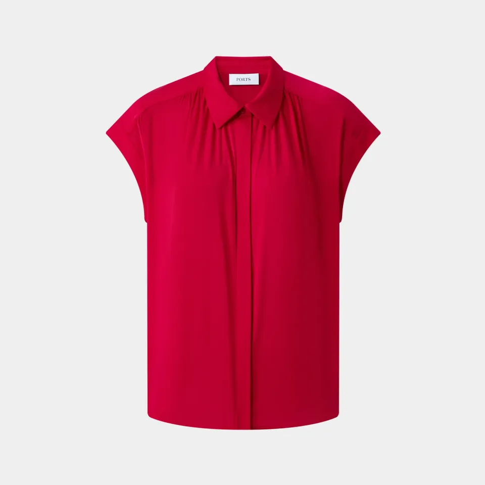 PORTS camicia rossa Rose maniche lunghe