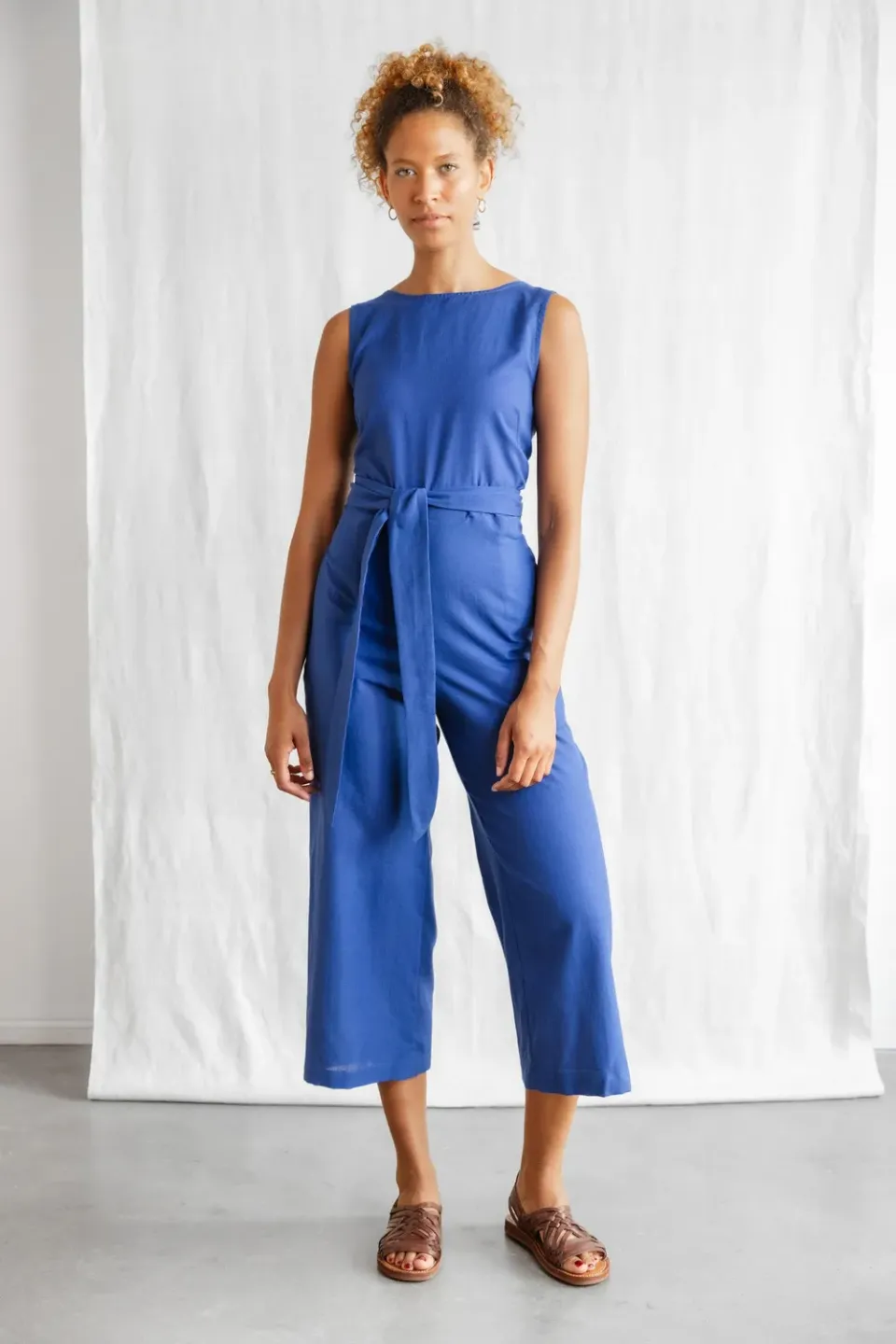 Jyoti Anusha tuta cotone blu cobalto avvolgente