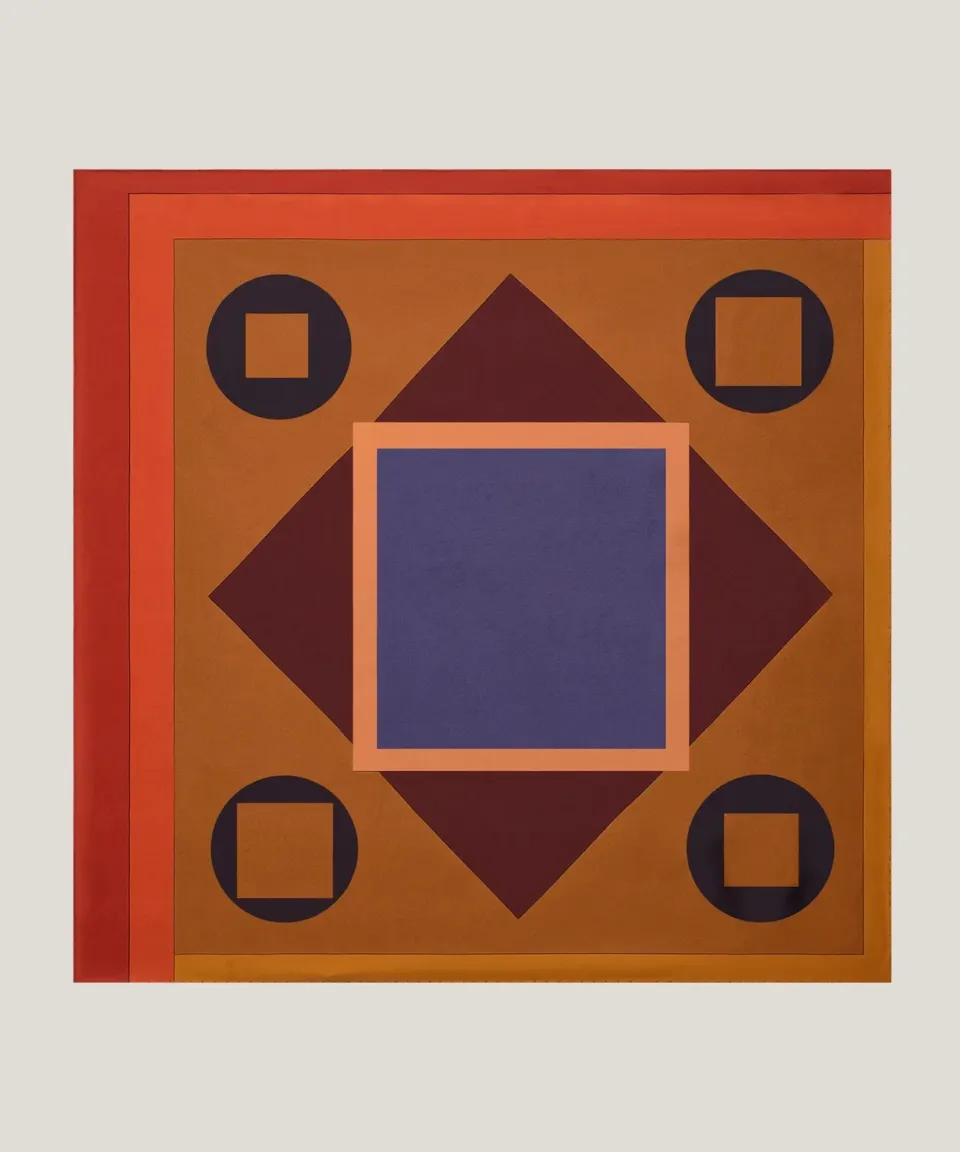 Rodier Foulard Seta Geometrico Marrone 70x70