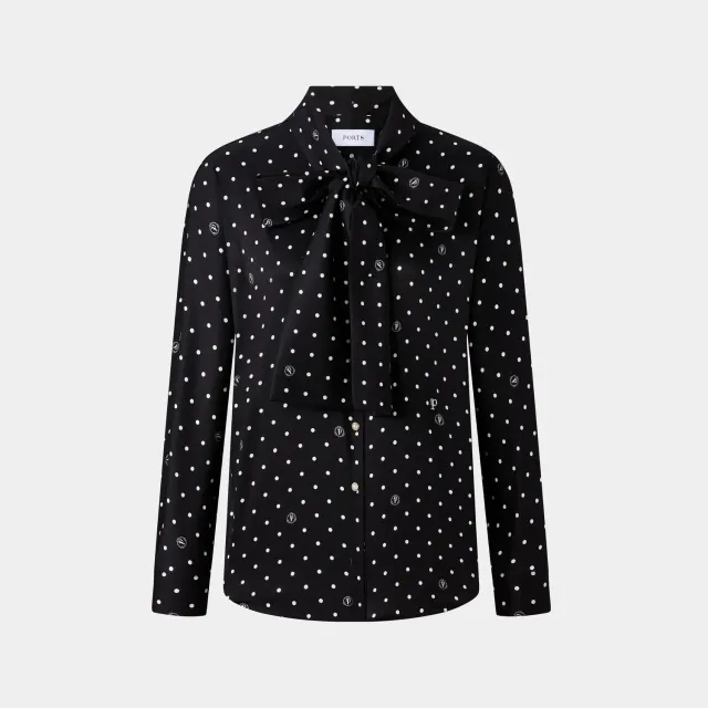 PORTS Black Polka Dot camicia nera pois Black Print