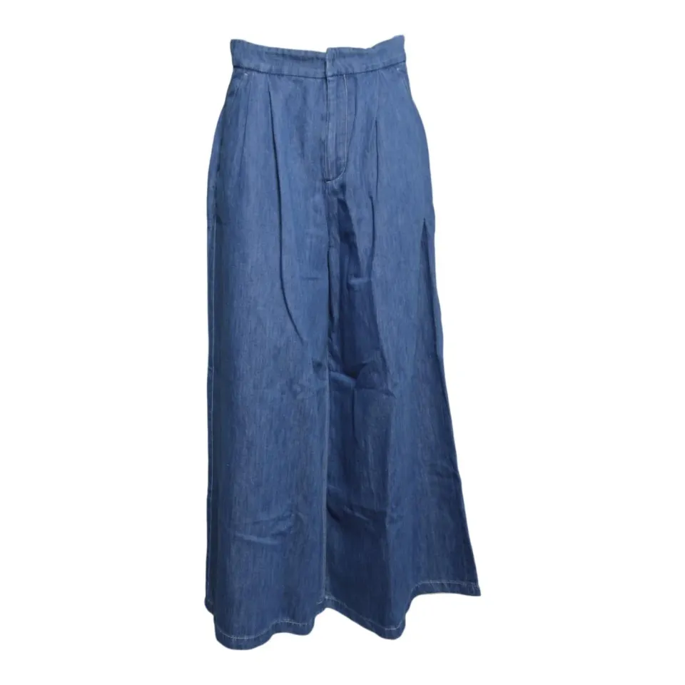 S Max Mara 2619181013600 jeans denim blu cotone e lino