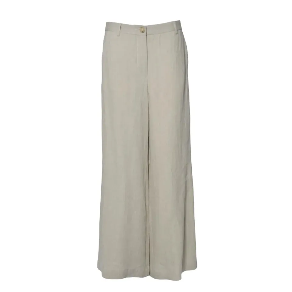 Solotre M1D0033 pantalone wide leg lino sabbia 46