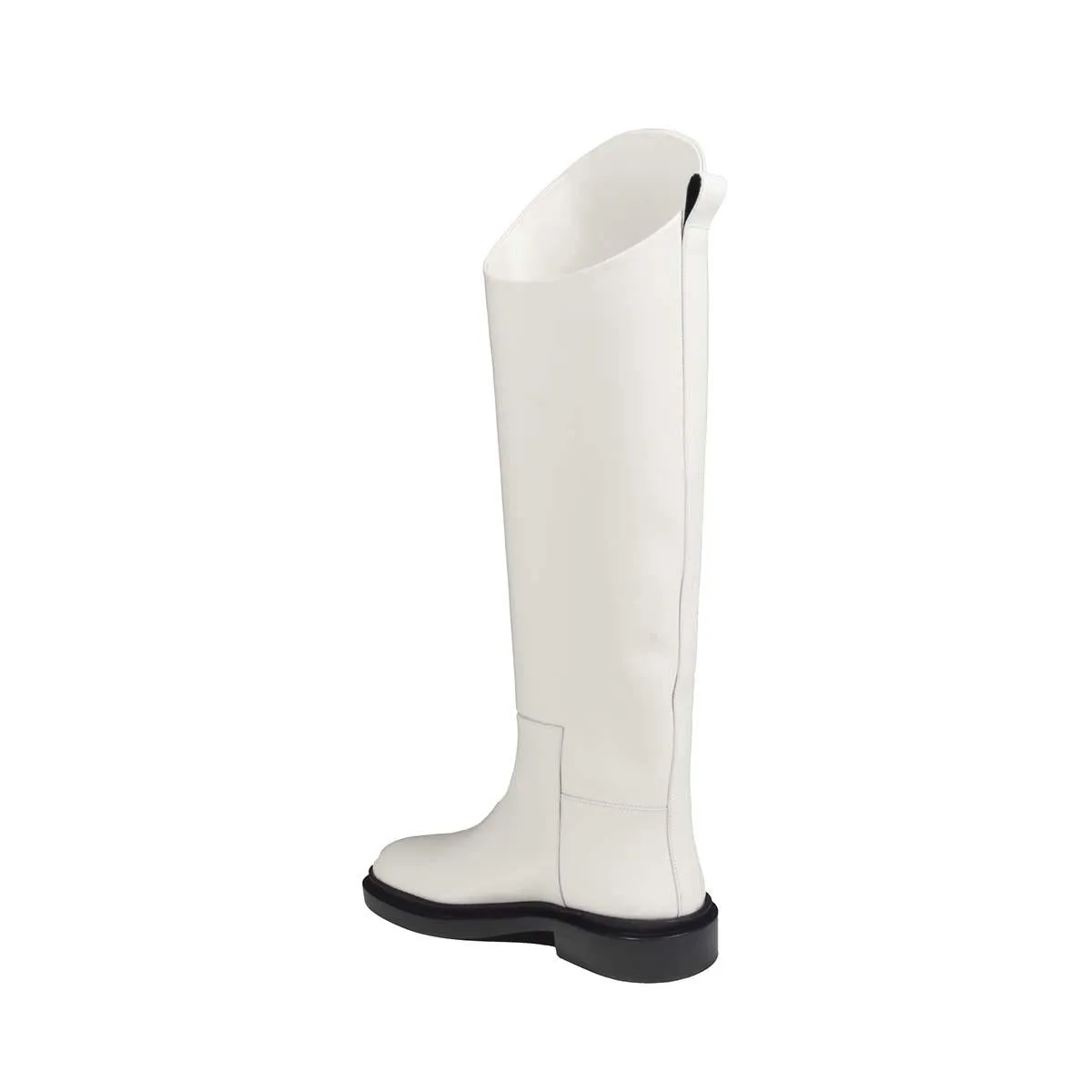 Jil Sander J15WW0020PS361 stivali pelle bianco tacco basso