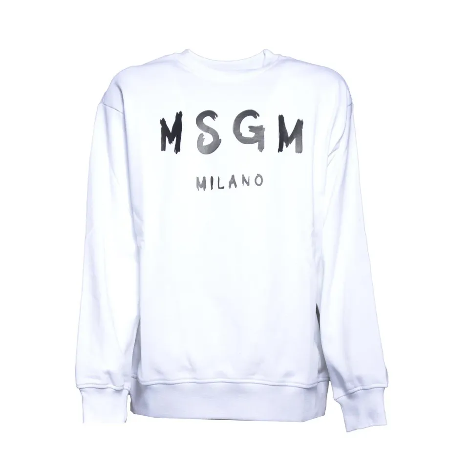 MSGM Junior S6MSJUSW007 felpa bianca cotone