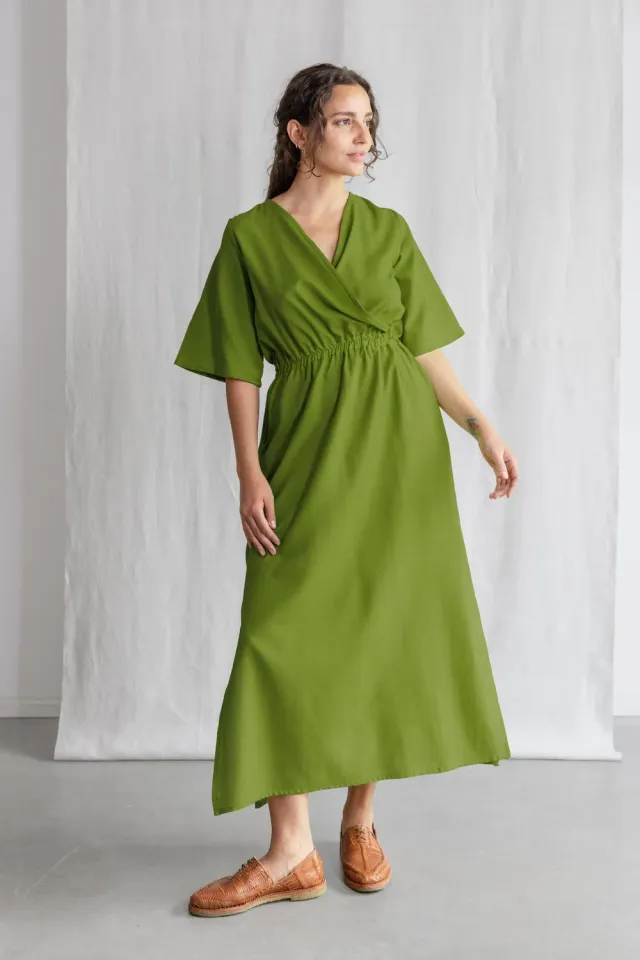 Jyoti Fair Works Vaasi vestito verde cotone biologico