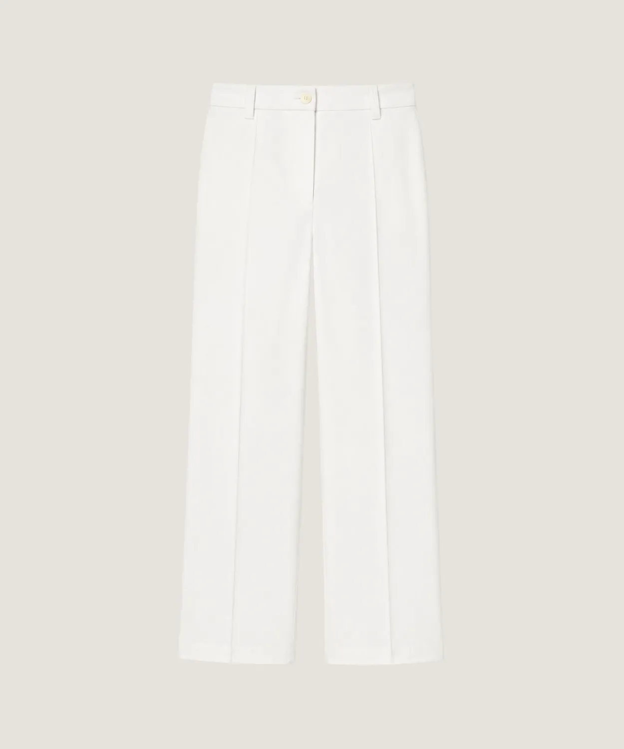 Rodier Pantaloni Larghi Vita Alta Cotone Bianco Ecru
