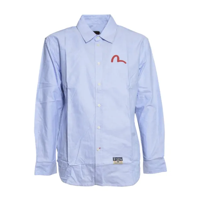 Evisu 2ESHTM5SL1243 camicia azzurra oxford gabbiano