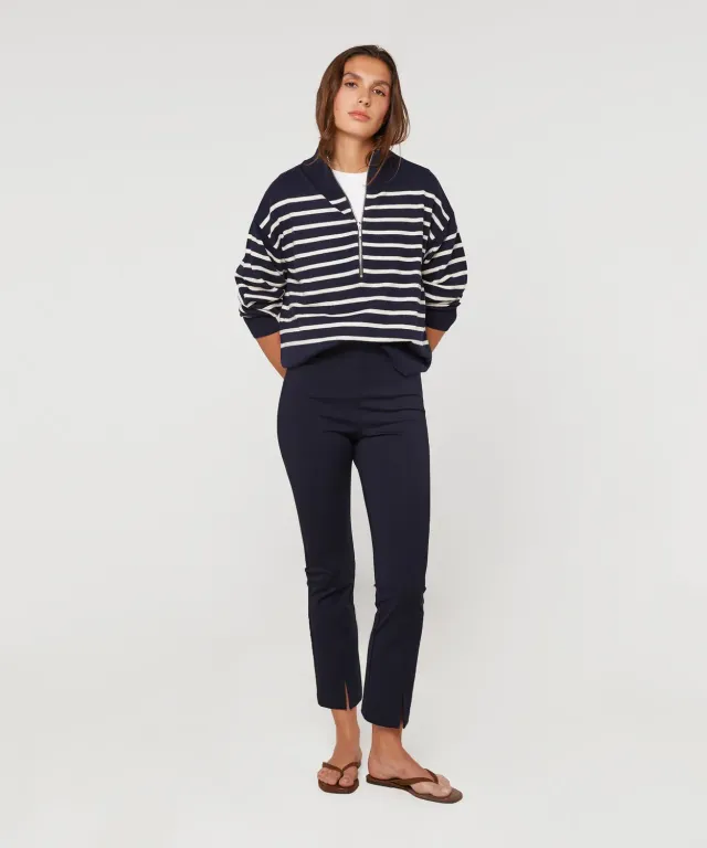 Rodier Pantaloni milano corti blu marino spacco caviglia