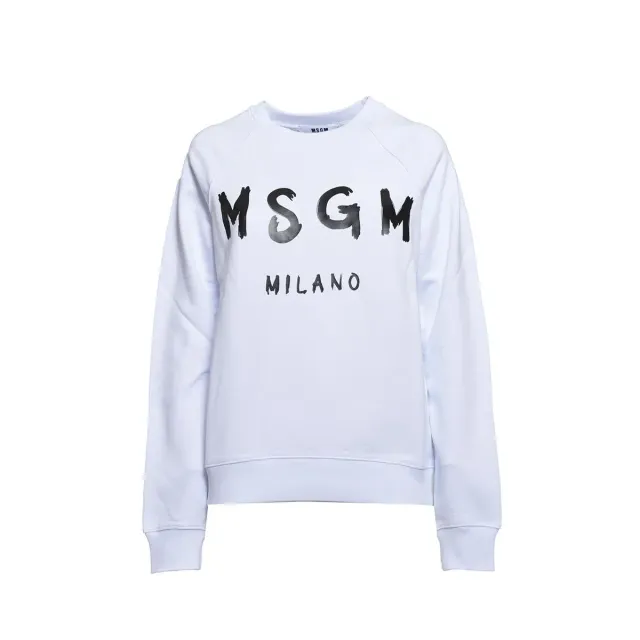 MSGM 2000MDM513200000 Felpa Bianca Logo Cotone