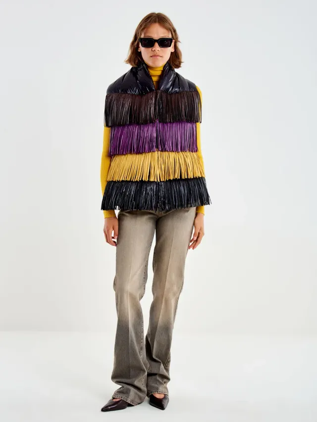Vicolo Gilet Sciarpa in Piumino Taglia Unica Multicolor