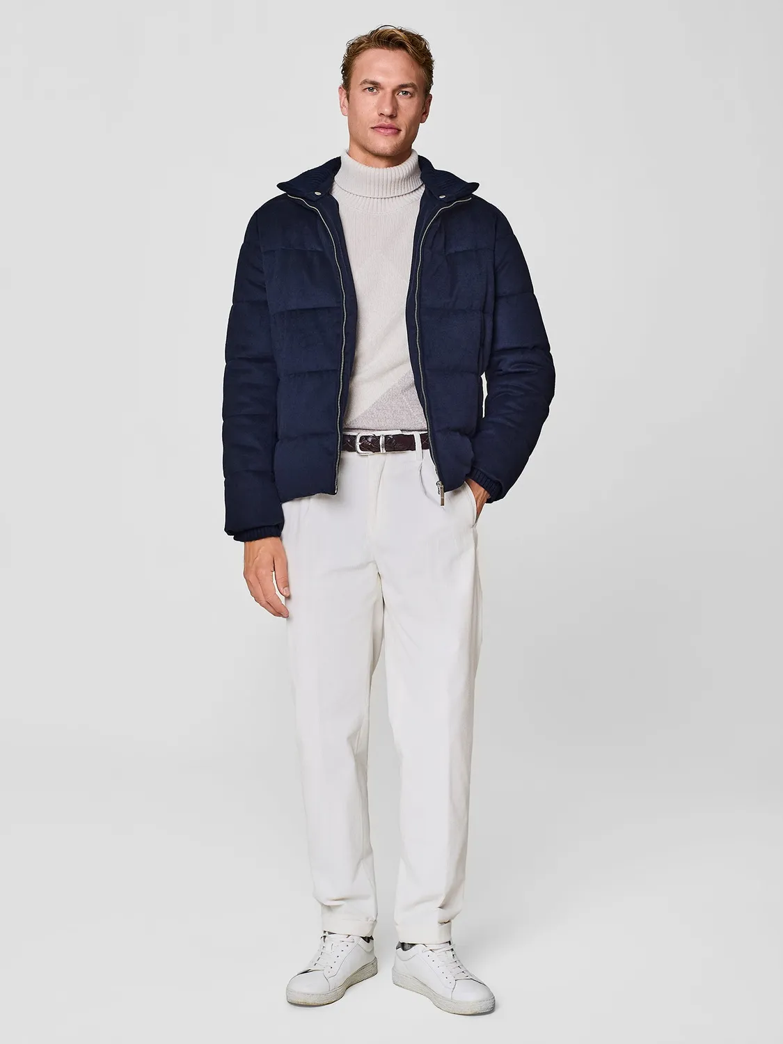 Paul Taylor giubbino lana imbottito blu collo staccabile