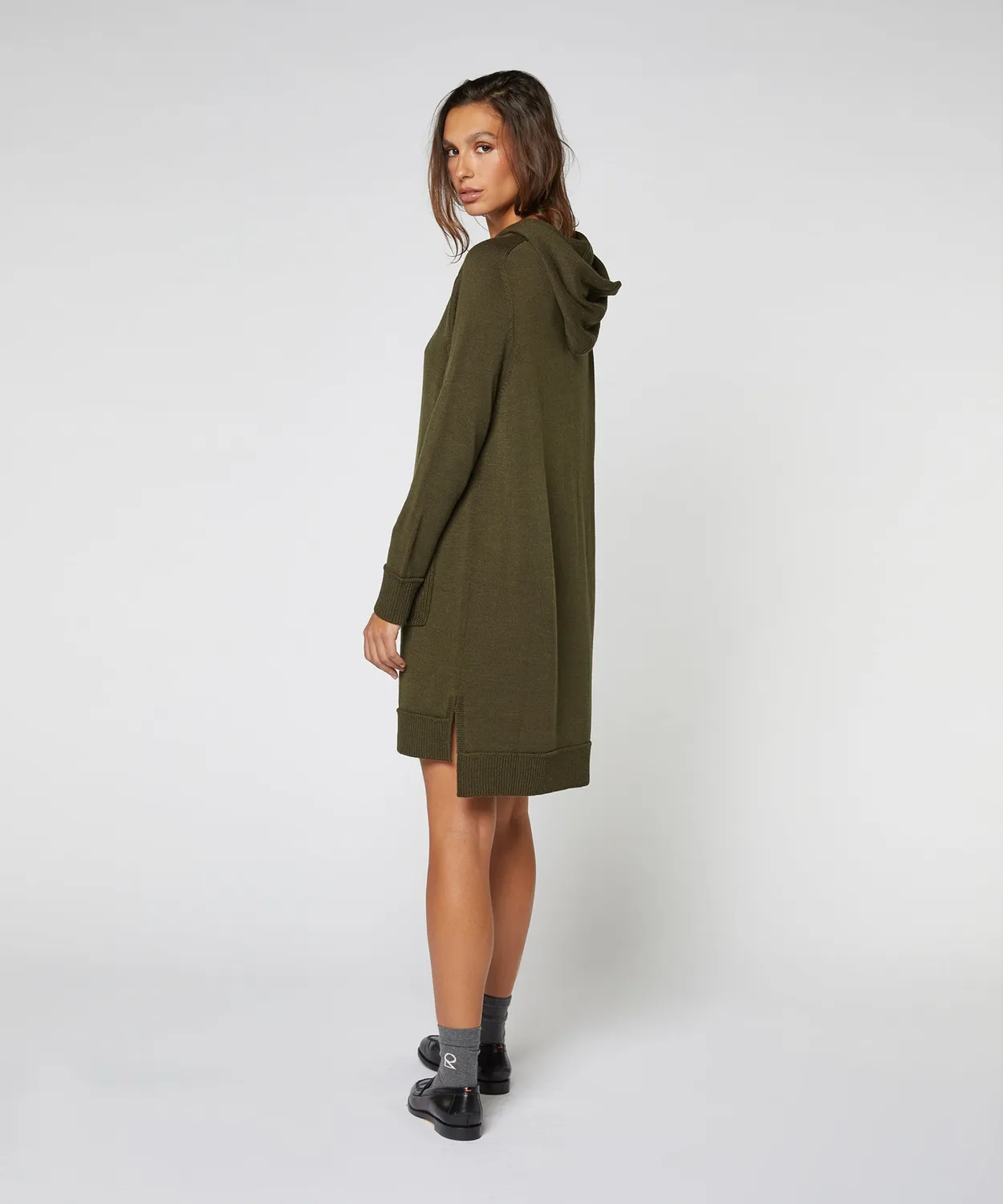 Rodier Abito maglione con cappuccio kaki S-XL