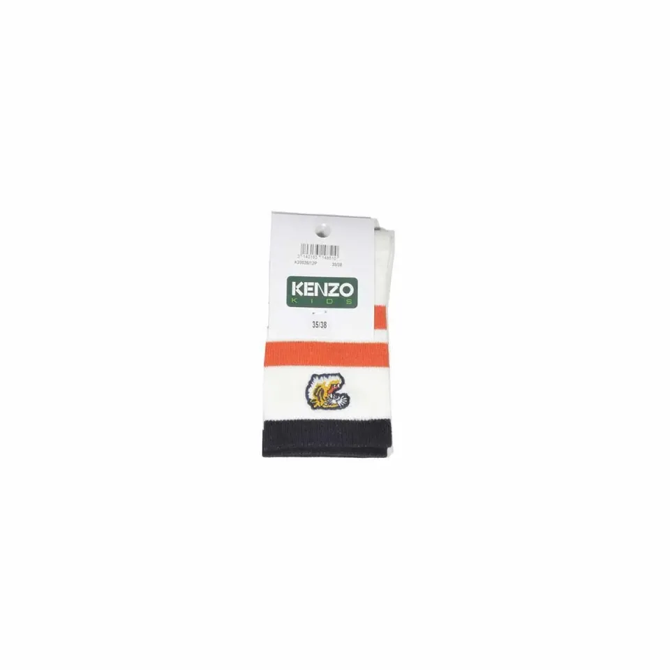 Kenzo Junior K20026 calzini avorio righe 35 cotone
