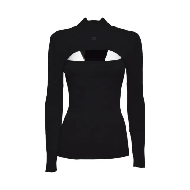 Courregès 326MPU289FI0001 maglione nero costine