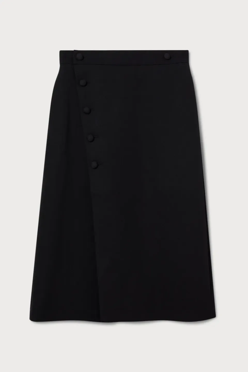 Ports Wool Buttoned Wrap Gonna Midi Nera Lana