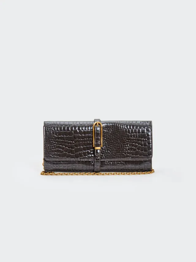VICOLO Shibuya Belted Maxi borsa grigia tracolla unica