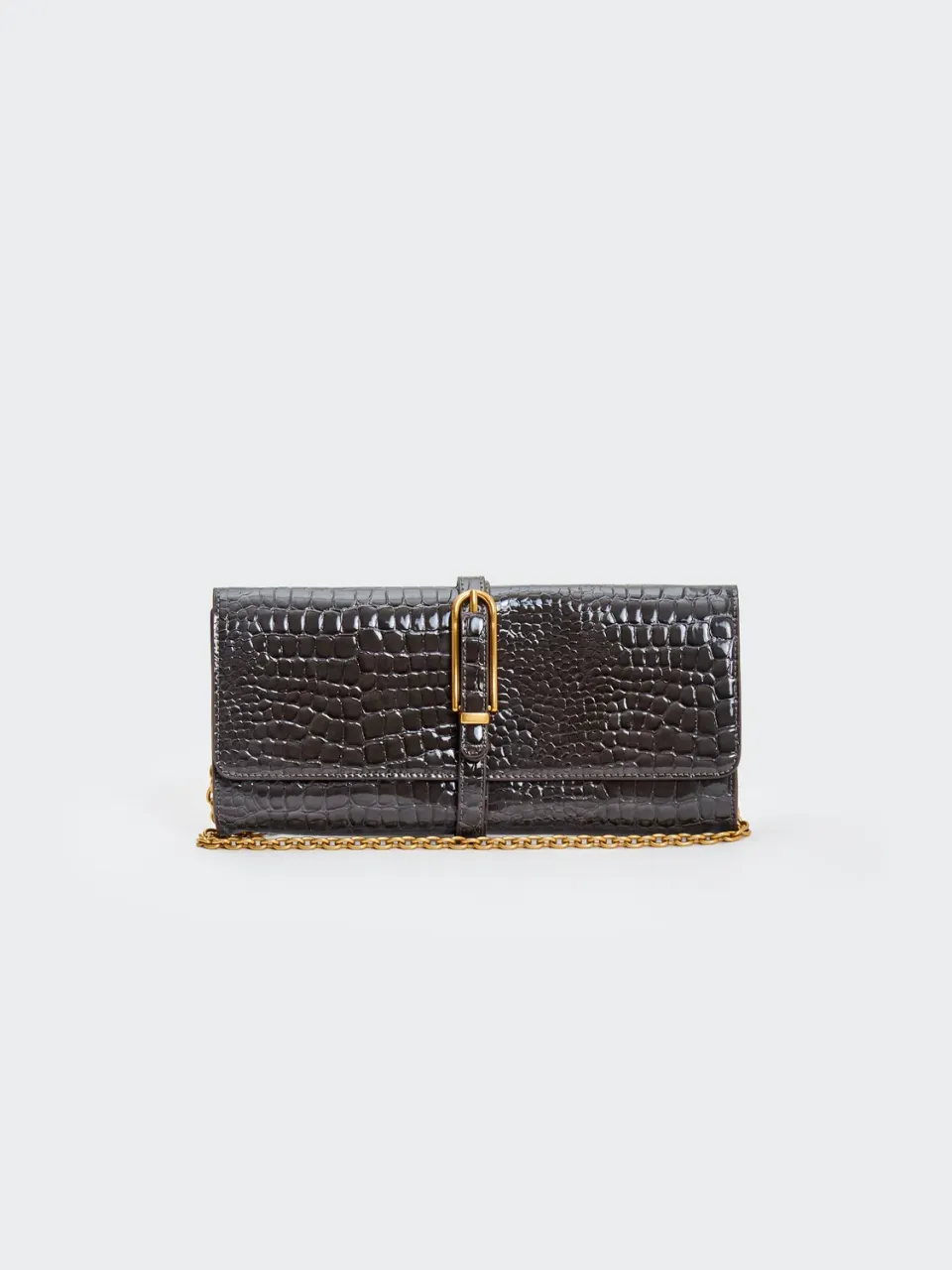 VICOLO Shibuya Belted Maxi borsa grigia tracolla unica