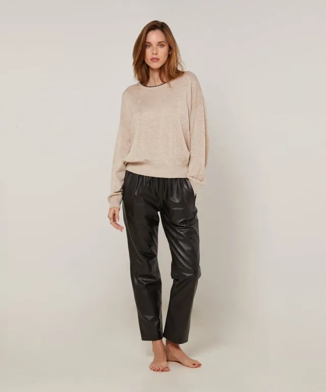 Rodier maglione girocollo maglia fine beige