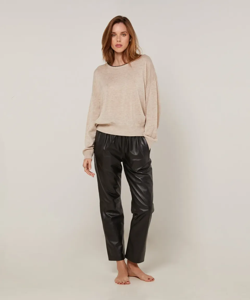 Rodier maglione girocollo maglia fine beige