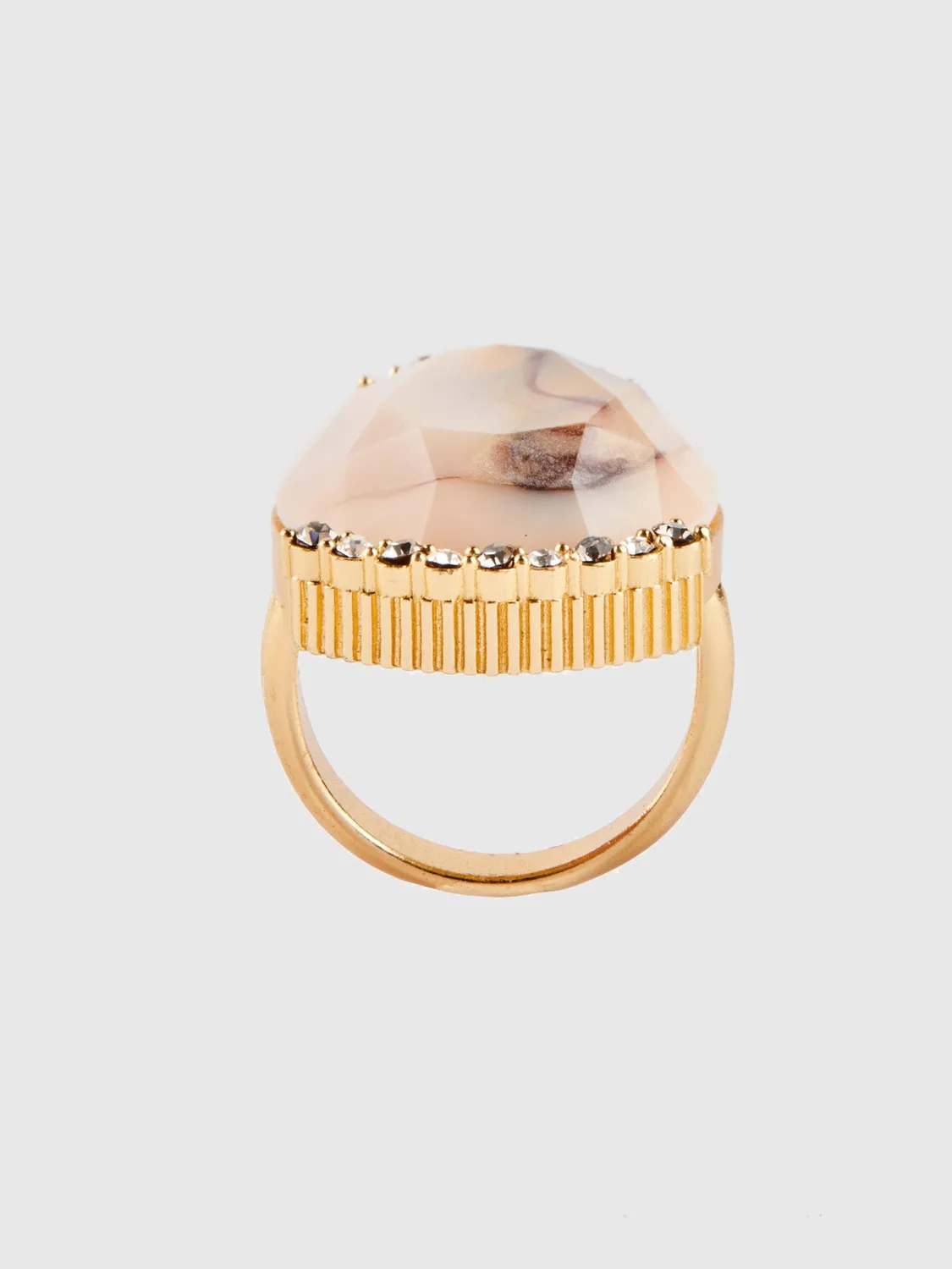 PORTS Rose and White Tear Drop Cocktail Ring anello oro