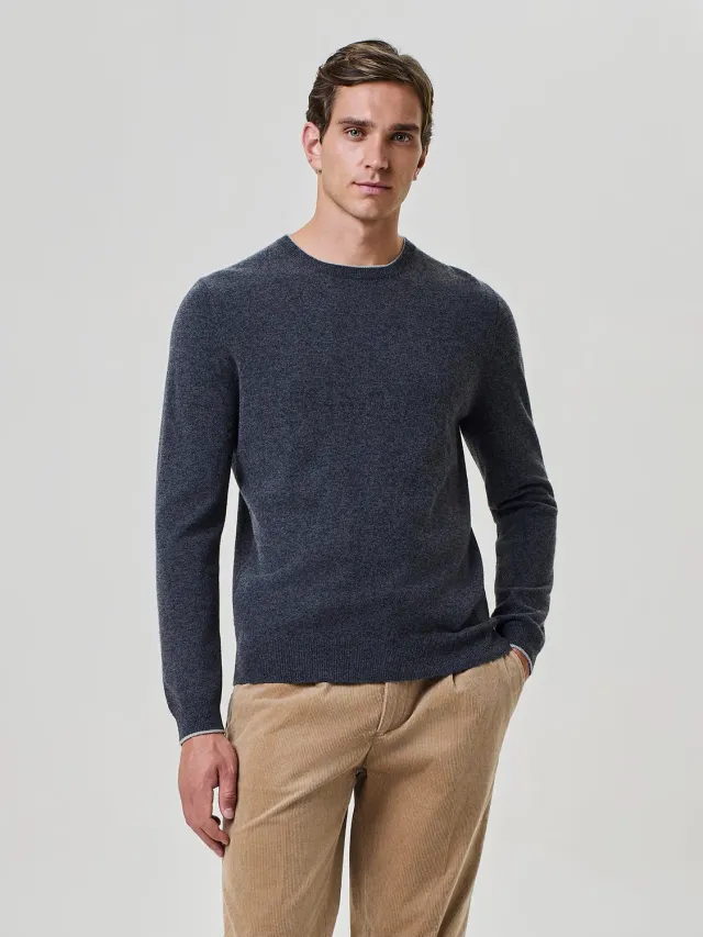 Paul Taylor Maglia Girocollo Misto Cashmere Grigio Scuro