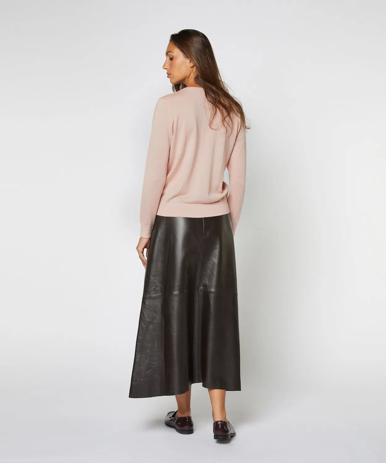 Rodier Cardigan Lana Merino Rosa Perla Girocollo