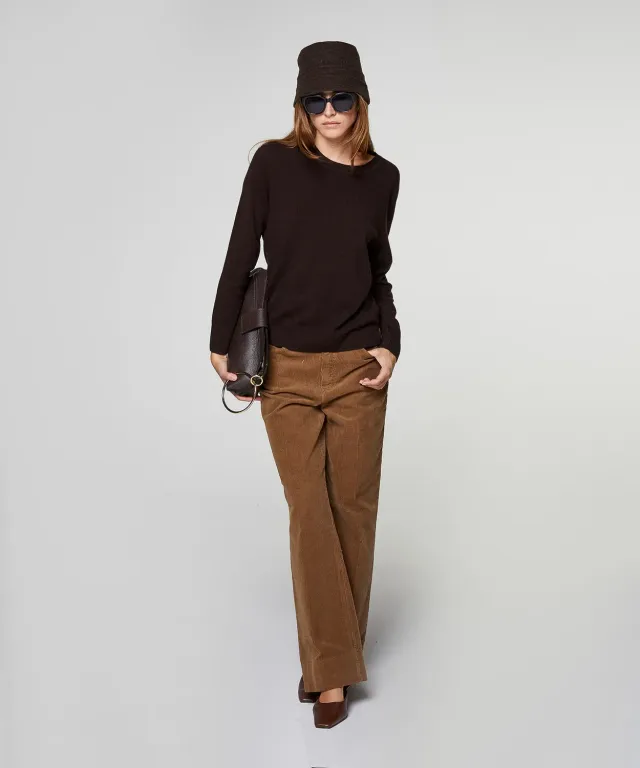 Rodier Maglione girocollo cashmere marrone scuro