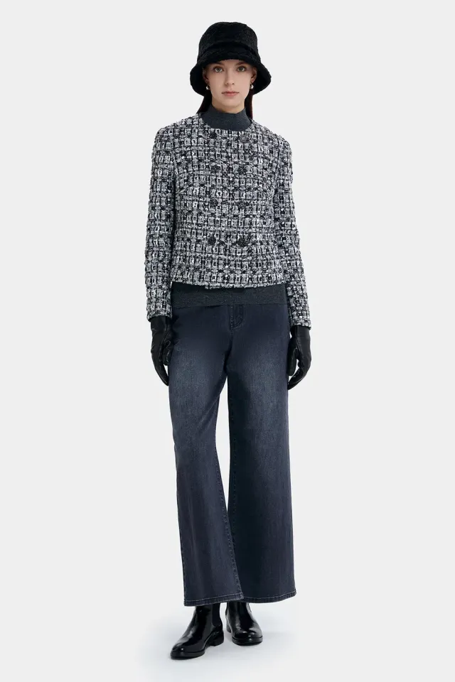 Ports FW24 giacca tweed doppiopetto black white 6