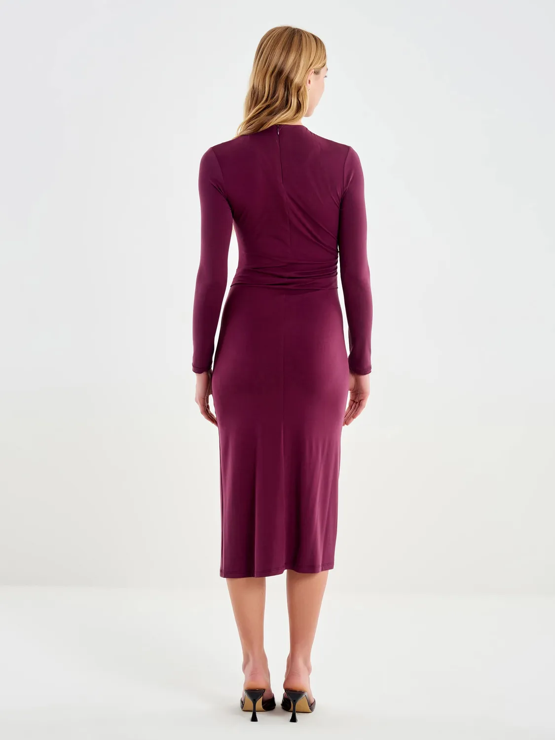 Vicolo Abito Lungo Drappeggio vestito bordeaux modal