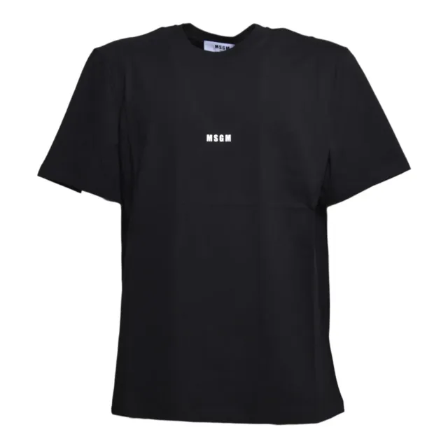 MSGM 2000MM500200002 t-shirt nera cotone logo