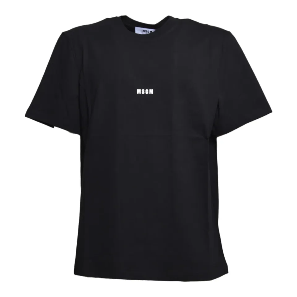 MSGM 2000MM500200002 t-shirt nera cotone logo