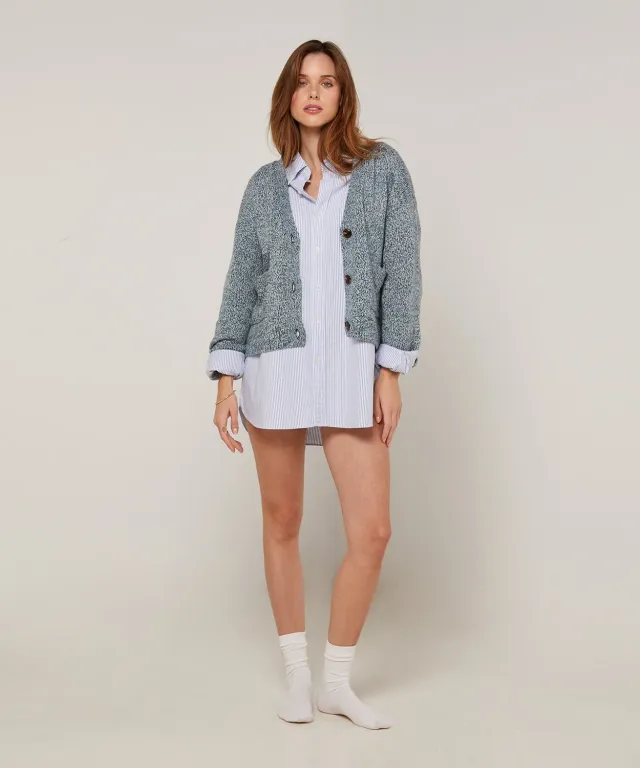 Rodier Cardigan Corto Melange Blu
