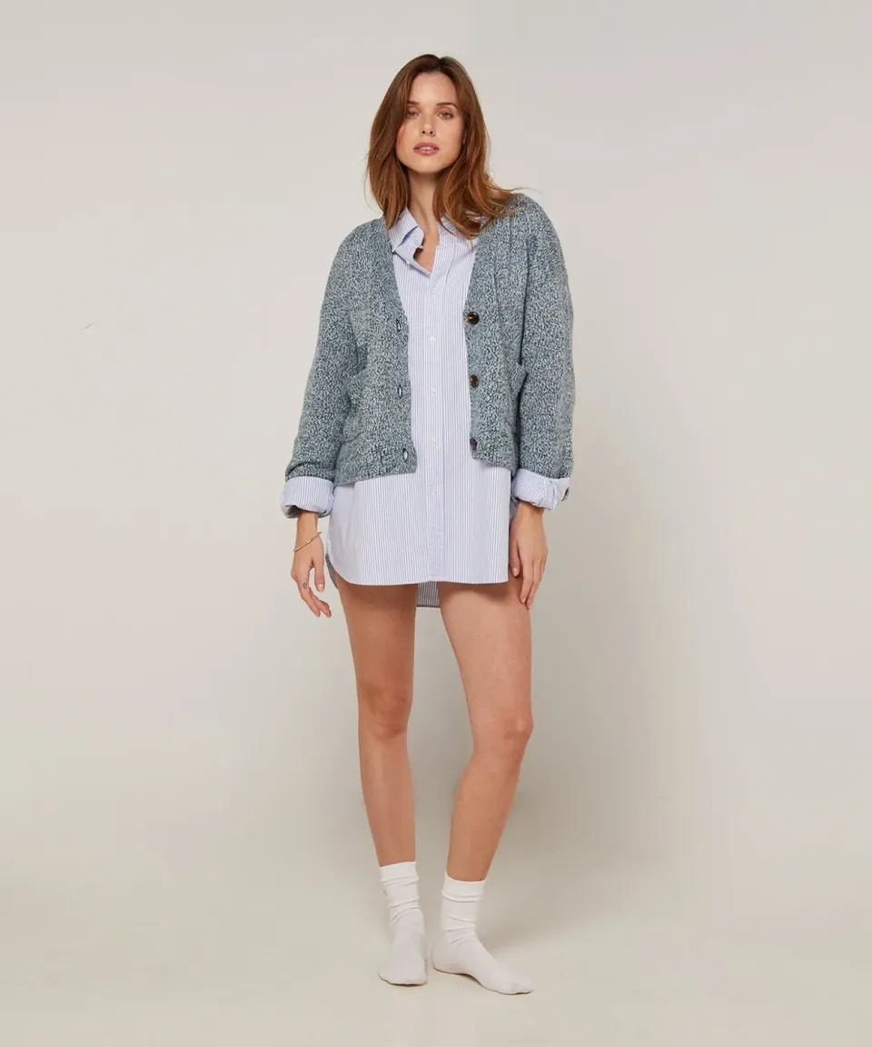 Rodier Cardigan Corto Melange Blu