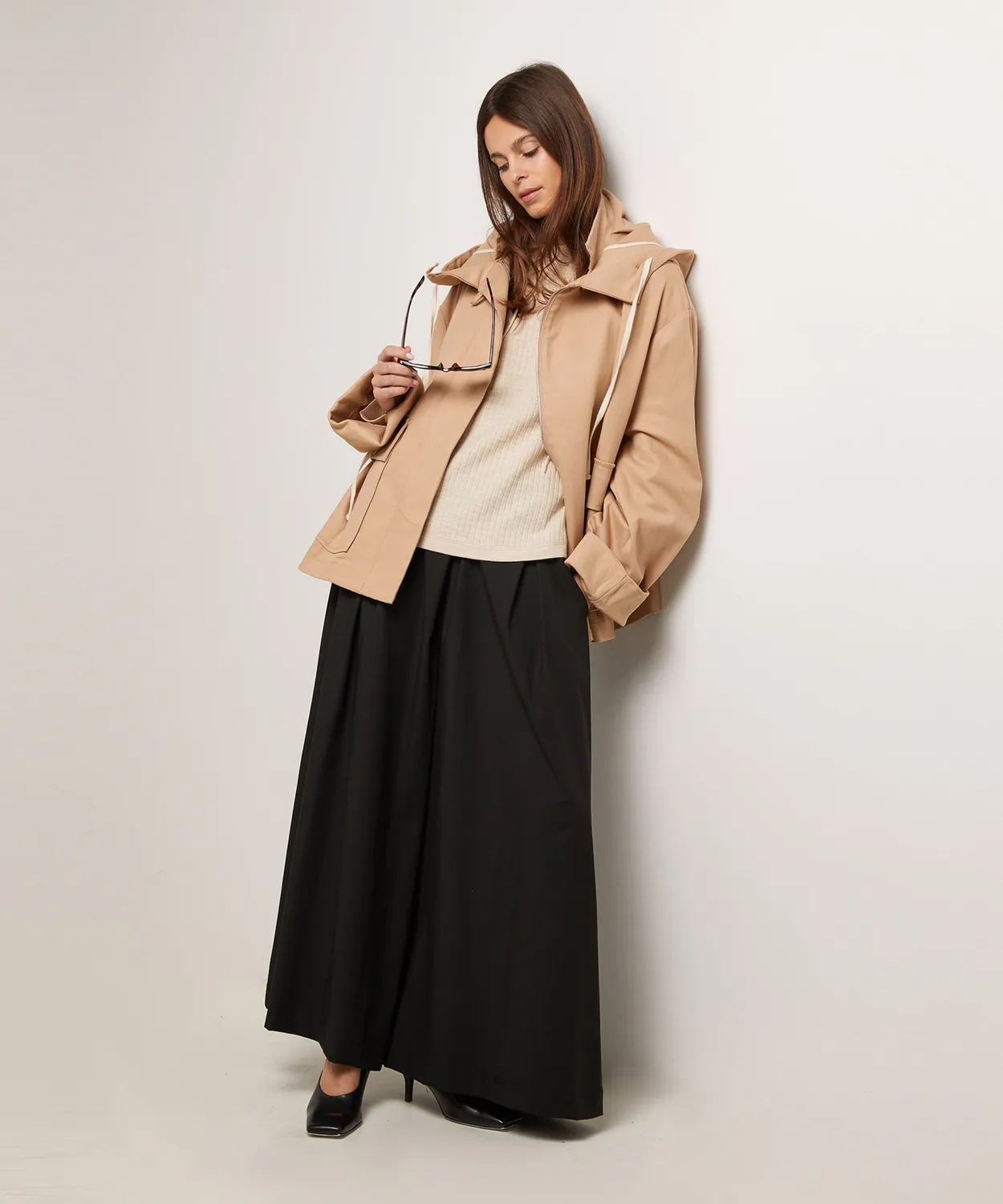 Rodier Giacca Oversize con Cappuccio Beige Cotone