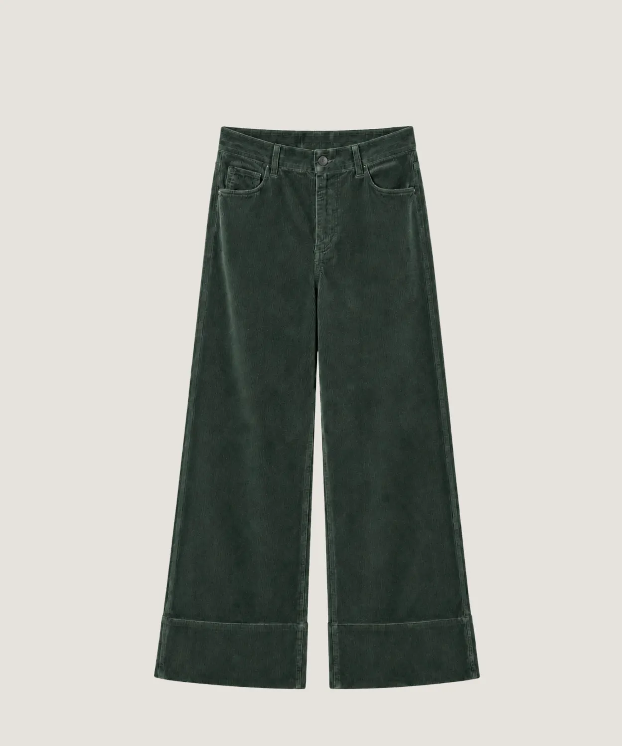 Rodier Pantaloni larghi velluto verde abete vita alta